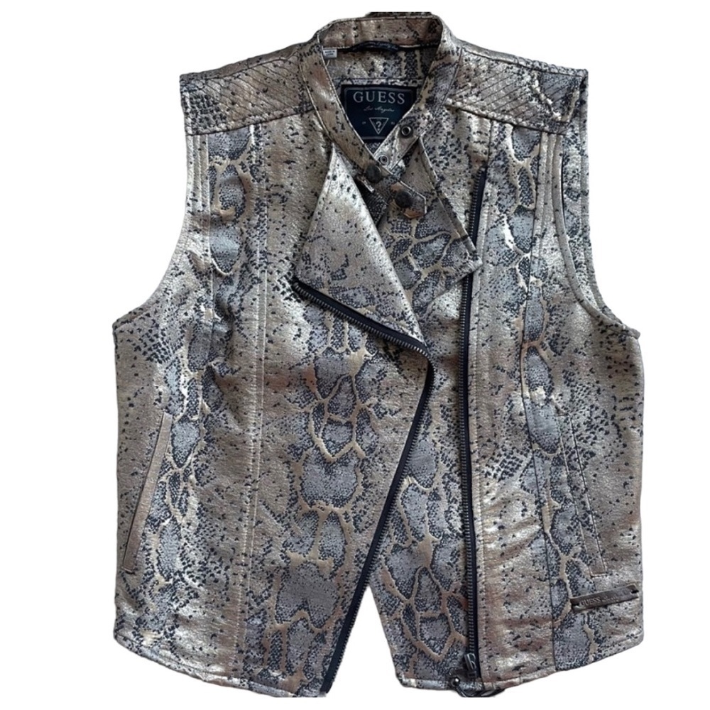 GUESS | Bernardette Python Jacquard Moto Vest | Size S